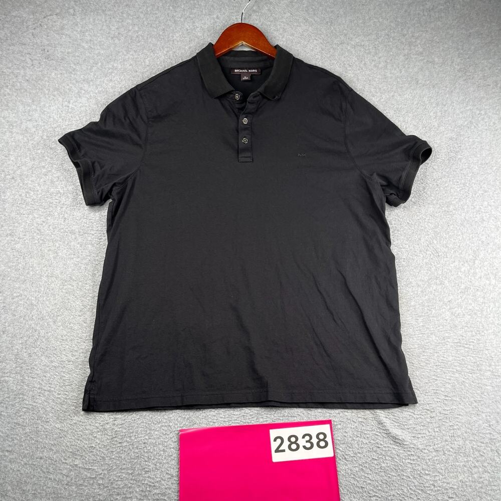 Michael Kors Polo Shirt Black Casual Stretch Mens XL Stretch Classic